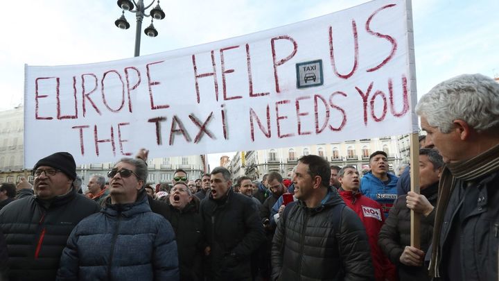 Taxistas en Sol / EFE