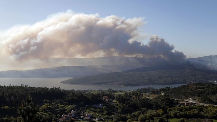 Incendio forestal de Rianxo (A Coruña). EFE/Lavandeira jr