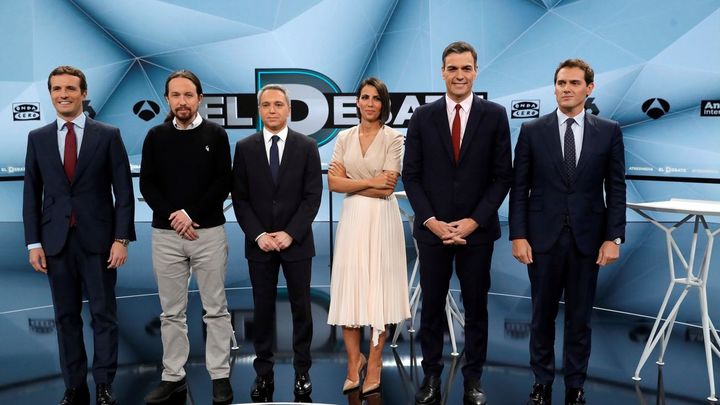 Los candidatos en los momentos previos al debate
