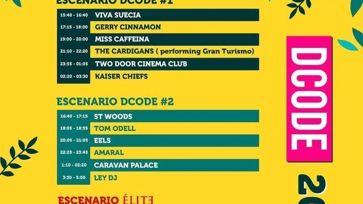 Horarios del Festival Dcode 2019