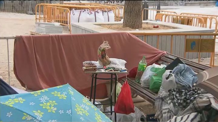 Campamento instalado en Malasaña