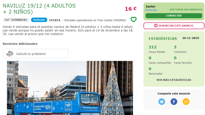 Reventa de entradas de Naviluz