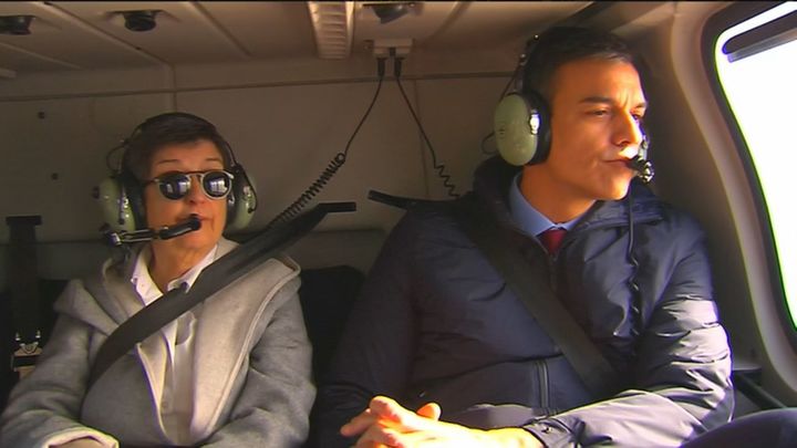 Pedro Sánchez comprueba desde el helicóptero las zonas inundadas