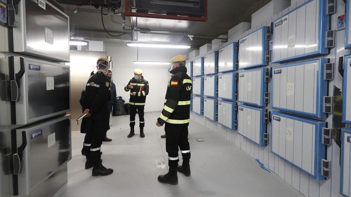 Imagen de la morgue instalada en la Ciudad de la Justicia / Europa Press