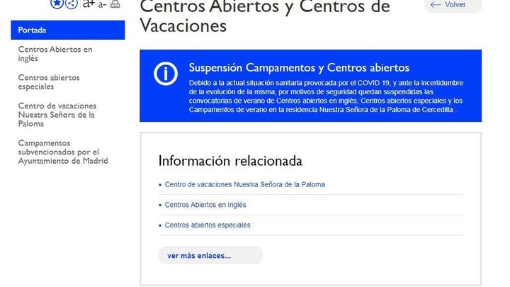 Cancelación de campamentos del Ayuntamiento de Madrid / Telemadrid
