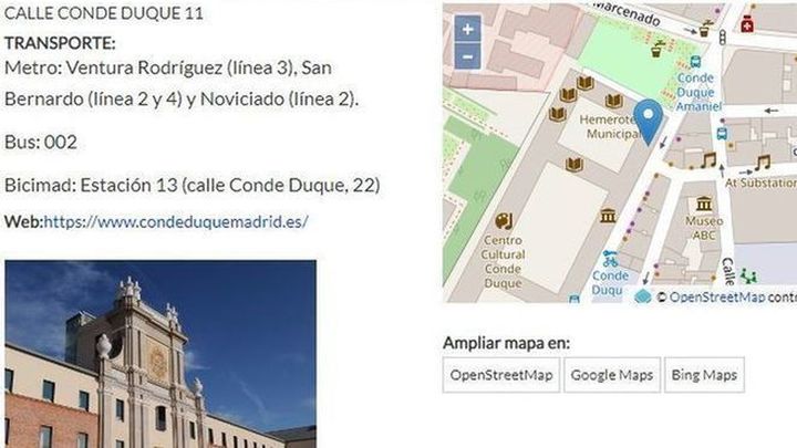 Ubicación Conde Duque / Ayuntamiento de Madrid