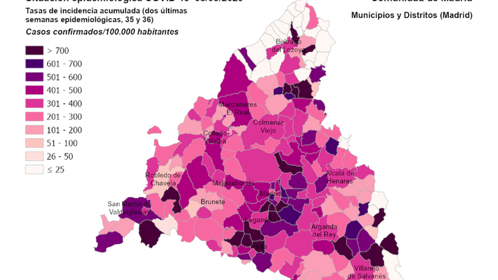 Mapa del coronavirus en Madrid / COMUNIDAD DE MADRID