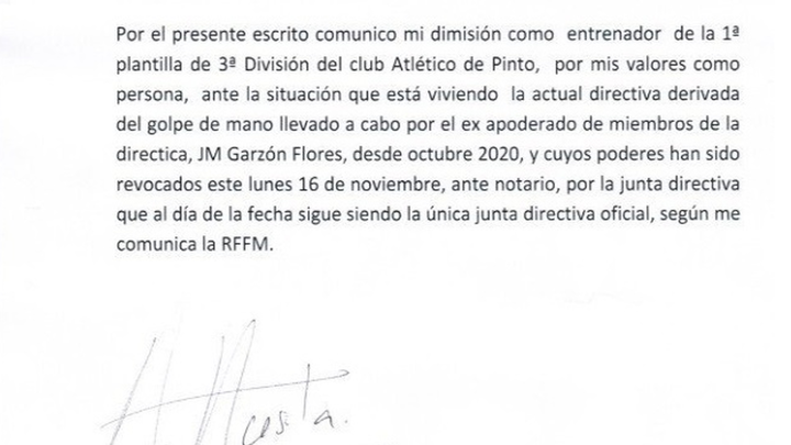 Dimisión de Antonio Acosta / Antonio Acosta