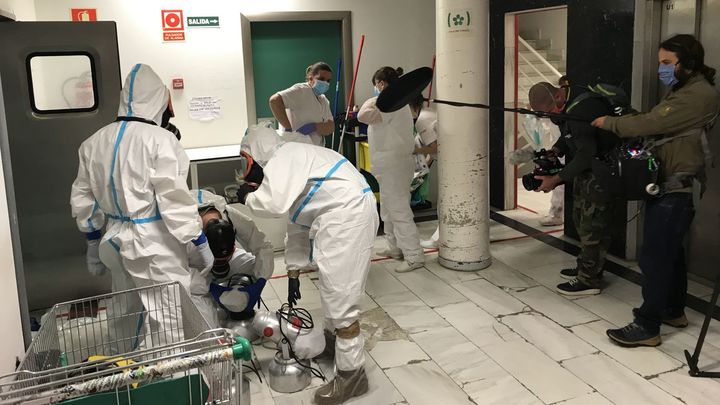 Rodaje del documental 'Madrid resiste'. / Comunicación Telemadrid