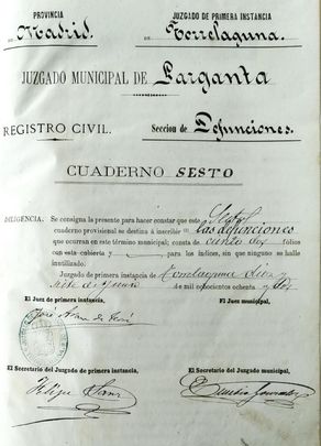 Registro de defunciones de Garganta de los Montes / AYTO GARGANTA DE LOS MONTES