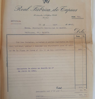 Factura de la Real Fábrica de Tapices / ARCHIVO REGIONAL