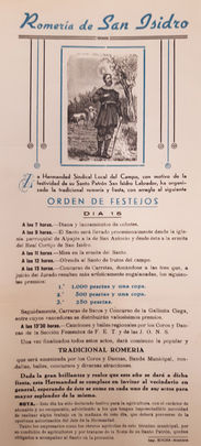 Programa de la Romería de San Isidro en Aranjuez / ARCHIVO REGIONAL