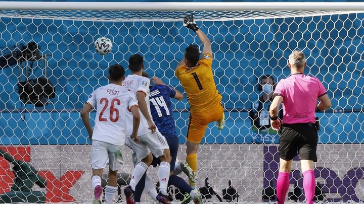 El portero de Eslovaquia marca el primer gol para España / EFE