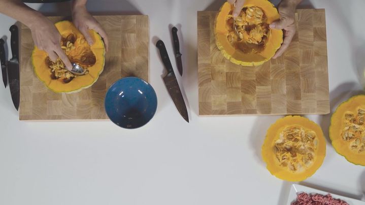 Receta de calabaza al horno rellena de carne