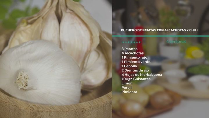 Receta de puchero de patatas con alcachofas y chili