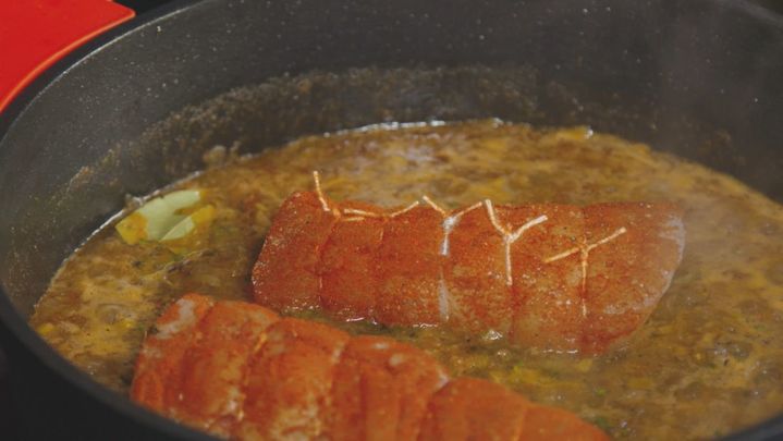 Receta de lomos de rape con carabineros