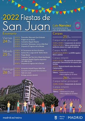 Programación Fiestas de San Juan del distrito Retiro / Ayuntamiento de Madrid