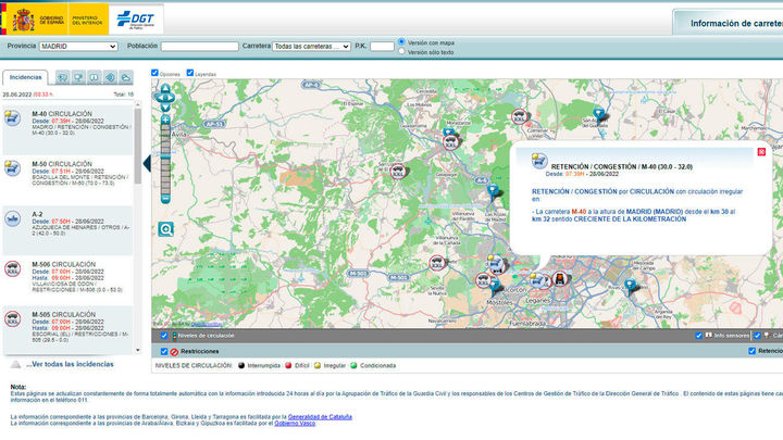 Información de restricciones en la página de la DGT / REDACCIÓN