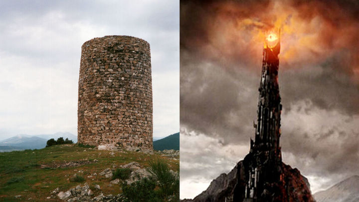 La atalaya de El Berrueco (i) y la torre de Barad-Dur (d) / REDACCIÓN