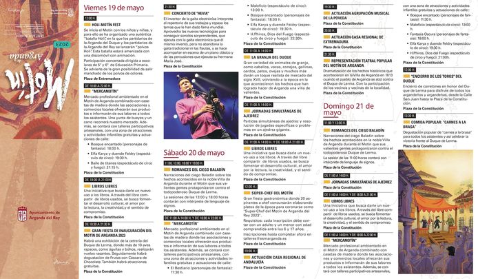 Programación del Motín de Arganda / AYUNTAMIENTO DE ARGANDA DEL REY