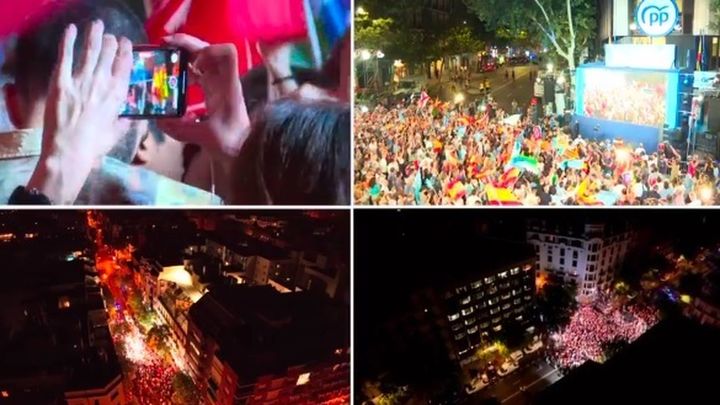 Celebraciones en la sedes del PP y del PSOE / Telemadrid