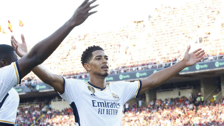 Bellingham celebra un gol en Montjuic / EFE