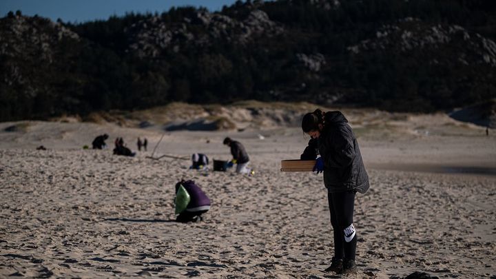 Voluntarios limpian las playas gallegas tras el vertido de pellets / Europa Press