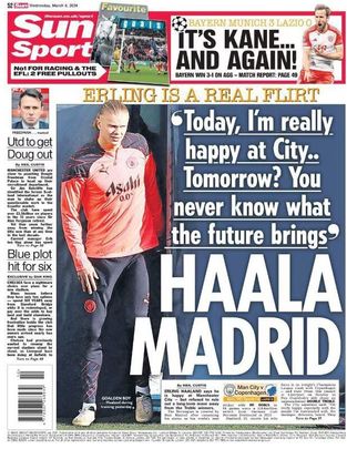 Portada de Haaland en Inglaterra / SUN SPORT