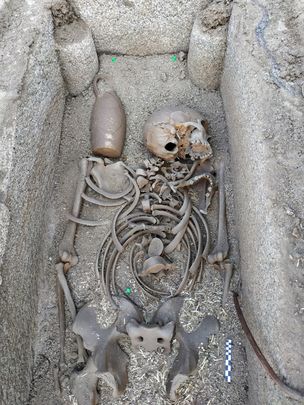 Detalle de una tumba altomedieval en El Rebollar, El Boalo / COMUNIDAD DE MADRID