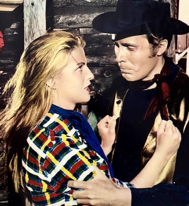 Juny Brunell y Jack Taylor en la Dehesa de Navalvillar de Colmenar Viejo. 'Fuera de la ley' ('Billy the Kid') / COLMENAR VIEJO TIERRA DE CINE