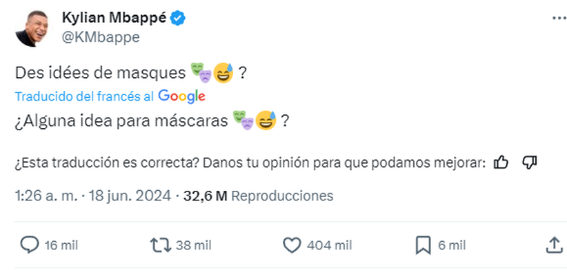 Tuit de Mbappé / TWITTER