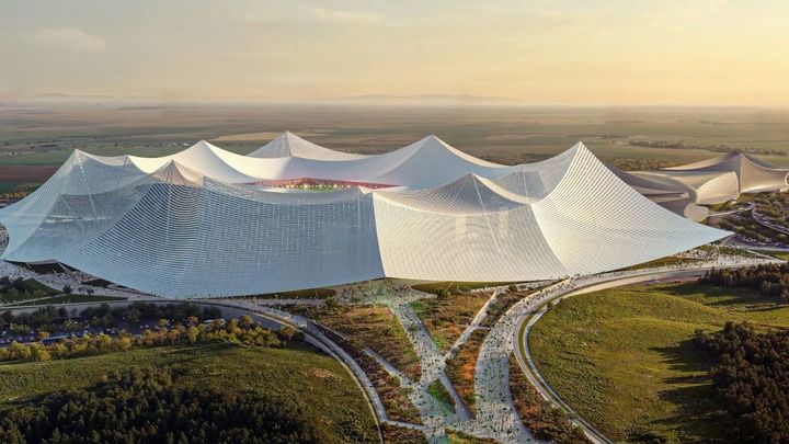 Imagen del prototipo del estadio Hassan II de Marruecos / POPULOUS