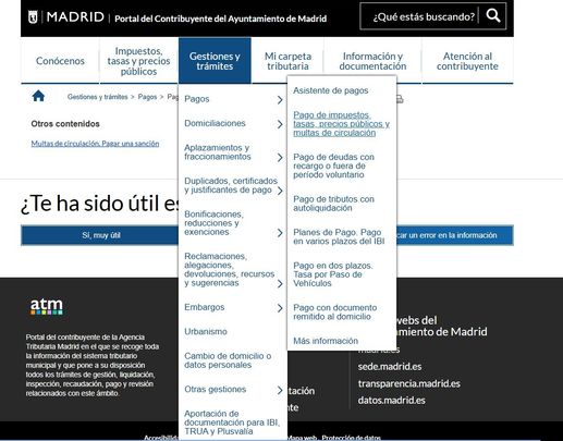 Pago de impuestos y tasas en la web del Ayuntamiento de Madrid / REDACCIÓN