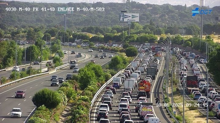 Atasco en la M-40 a la altura de Pozuelo de Alarcón / DGT