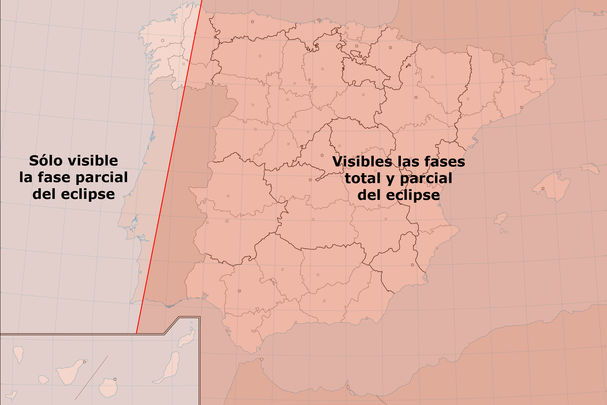 Mapa de las fases visibles del eclipse lunar del 7 de septiembre de 2025 / IGN